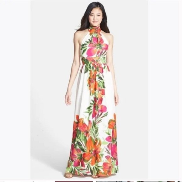Eliza J Floral Print Chiffon Maxi Dress 4 NWT - Picture 6 of 13